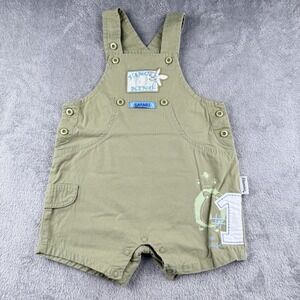 Vitamins "King of the Jungle" Overalls Romper Baby Boy 24 Months Green VTG Y2K